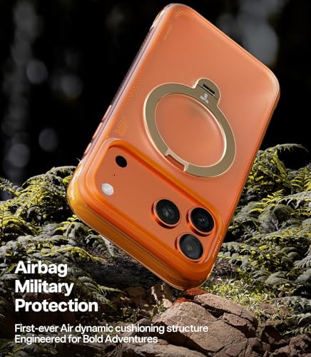 Image of TORRAS Ostand Q3 Air Original for iPhone 17 Pro Max Case, 360 Magnetic Stand, MagSafe Compatible, Mil-Grade Drop Tested, Camera Control Button, Shockproof for 17 Pro Max Cover, Horizon Orange