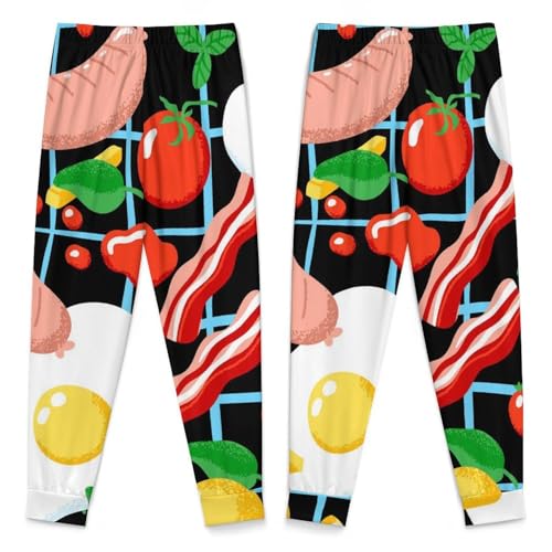 Bright Food with Eggs SausagesChildren's Home Pajamas, Simple And Versatile, Suitable for Daily Wear150CM3