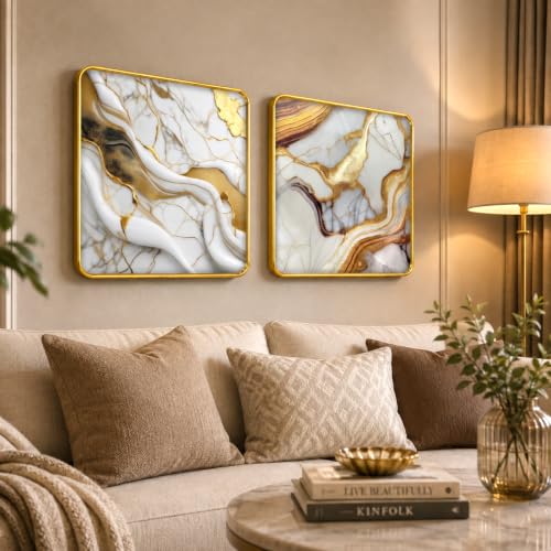 Image of RANDOM Premium Square Wall Painting Set of 2, 38 x 38 cm (Abstract Painting)