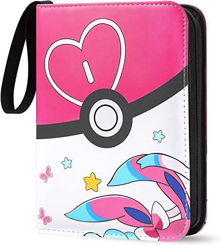 Card Binder for Pokemon Cards 4-Pocket (440 Pockets), Card Holder Binder Trading Cards, Card Games Collection Binder with 55 Sleeves，Trading Card Games Toys Gifts for Kids