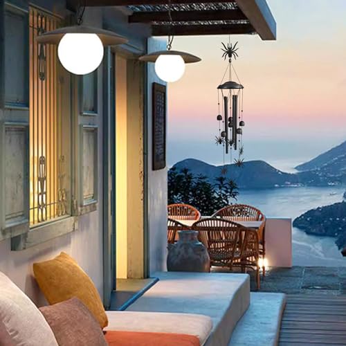 Yblenic Campanelli A Vento A Forma Di Ragno, Per Halloween, Decorazioni Per Esterni, Giardino, Portico, Patio, Decorazione (Ragno) - 4