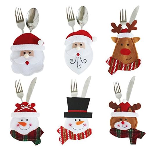semen 6Pcs Mignon Noël Santa Porte-Couverts Serviette Couteaux Fourchette Cuillère Cuisine Table Café Restaurant Hôtel Réveillon Noël Décoration Maison Intérieure Ornement