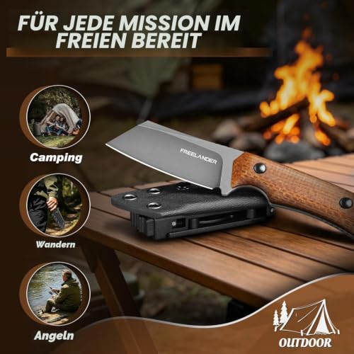 Freelander Survival Messer Feststehende Klinge Outdoor Messer, Braun – Ansicht 4