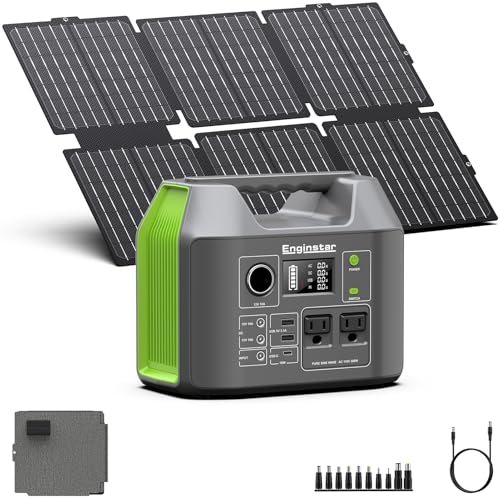 Portable Solar Generator, 300W Portable Power Station with Foldable 60W Solar Panel, 110V Pure Sine...