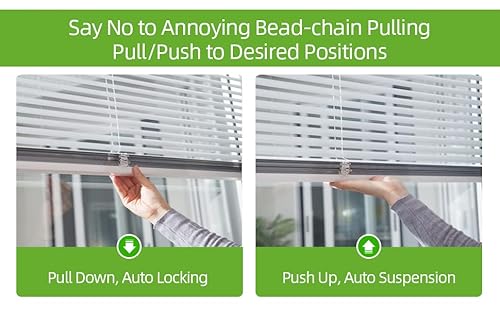 Zshine Manual Cordless Aluminum Mini Blinds Horizontal Venetian Slats Waterproof Light Regulation Window Shades(Solid White) #TOP2