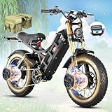 【☄️2500W Dual Motor Electric Bike】: 2025 Latest Upgraded eAhora Romeo 2 dual motor electric bike with ①Dual Motors 1250W+1250W, ②Max 100N.m*2 of torque provide increased power to easily climbs up 40°slopes hills, ③This 2500W electric bike reaches up ...