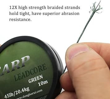 Pack of 1 10m camo Green Carp Fishing Line Hook Link Carp Hooklink 45LB Rigging Line Leash Material carp Shock Leader for Fishing Hair Rig