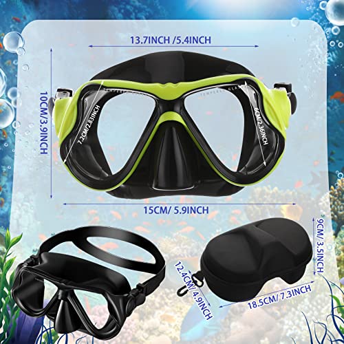 Ecally 2 Set Adult Diving Mask Swim Goggles With Nose Cover Swimming Goggles With Diving Mask Case Eva Goggles Box Portable Goggle Case Tempered Glass Waterproof Scuba Mask For Adult (Yellow, Black) #TOP2