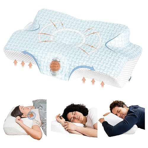 Elviros Cervical Contour Memory Foam Pillow for Neck Pain ShoulderPain, Orthopedic Neck Pillow with Arms Rest Ergonomic Sleeping Bed Pillow for Side/Back/Stomach Sleepers with Removable Cover Soft
