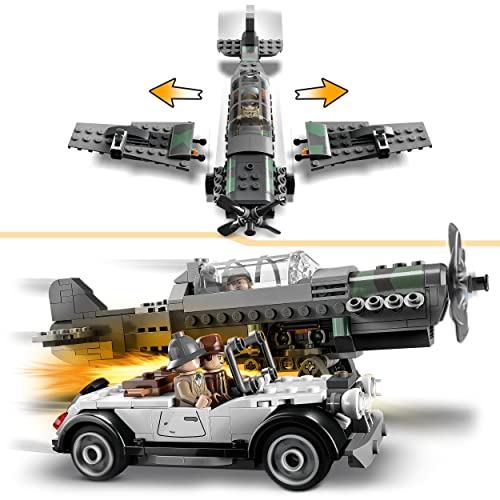 LEGO Indiana Jones Fighter Plane Chase Set including Buildable Airplane Model & Vintage Toy Car plus 3 Minifigures - Image 3