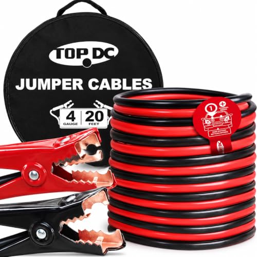 TOPDC 4 Gauge 20 Feet Heavy Duty Jumper Cables for Car and SUV