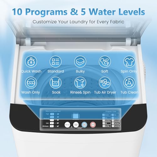 Image of Auertech Portable Washing Machine, 2.4 cu.ft Capacity Fully Automatic Washer with Drain Pump, 10 Programs, 5 Water Levels, Portable Washer Dryer Combo for Apartment, RV, Dorm