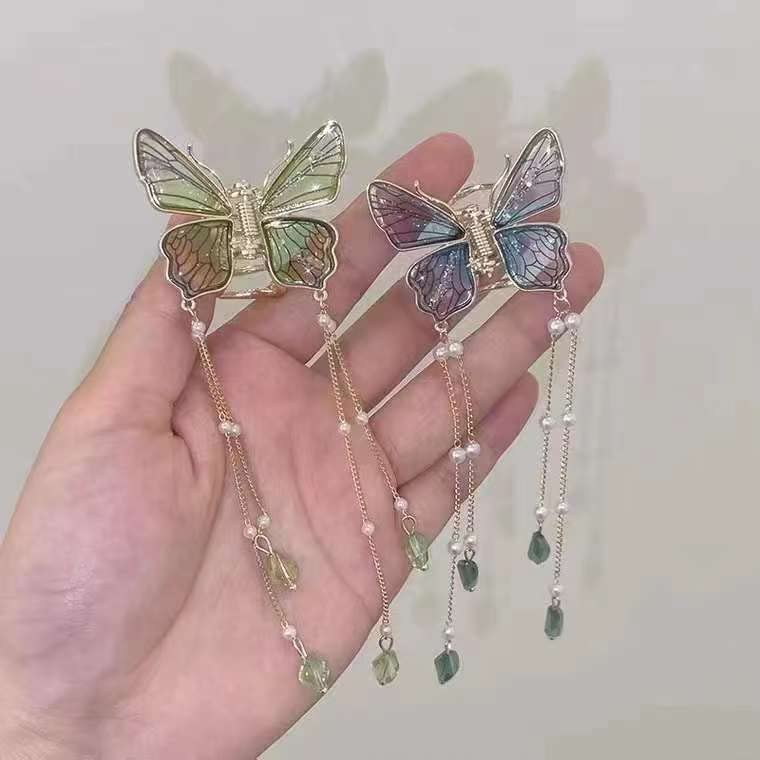 MYSELF 2 Pc Butterfly Hair Clip for Women Stone Accessories for Girls Hair Accessories (Pack of 2 GREEEN and Blue) (B0C3527GDD) Amazon Price History, Amazon Price Tracker