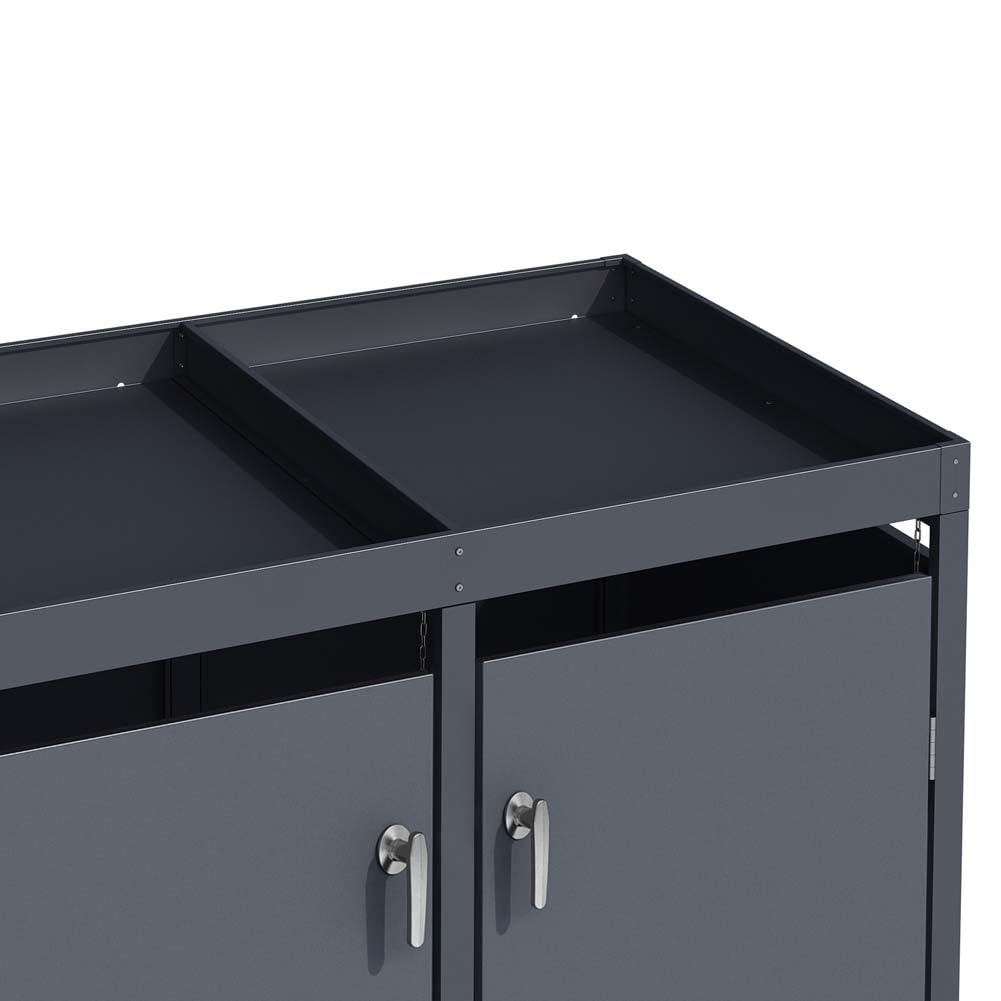 SCHARTEC Mülltonnenbox 2er anthrazit mit Pflanzendach erweiterbar 240l Mülltonnenverkleidung mit Pflanzenkasten Mülltonnen Sichtschutz Unterstand für 2 Tonnen