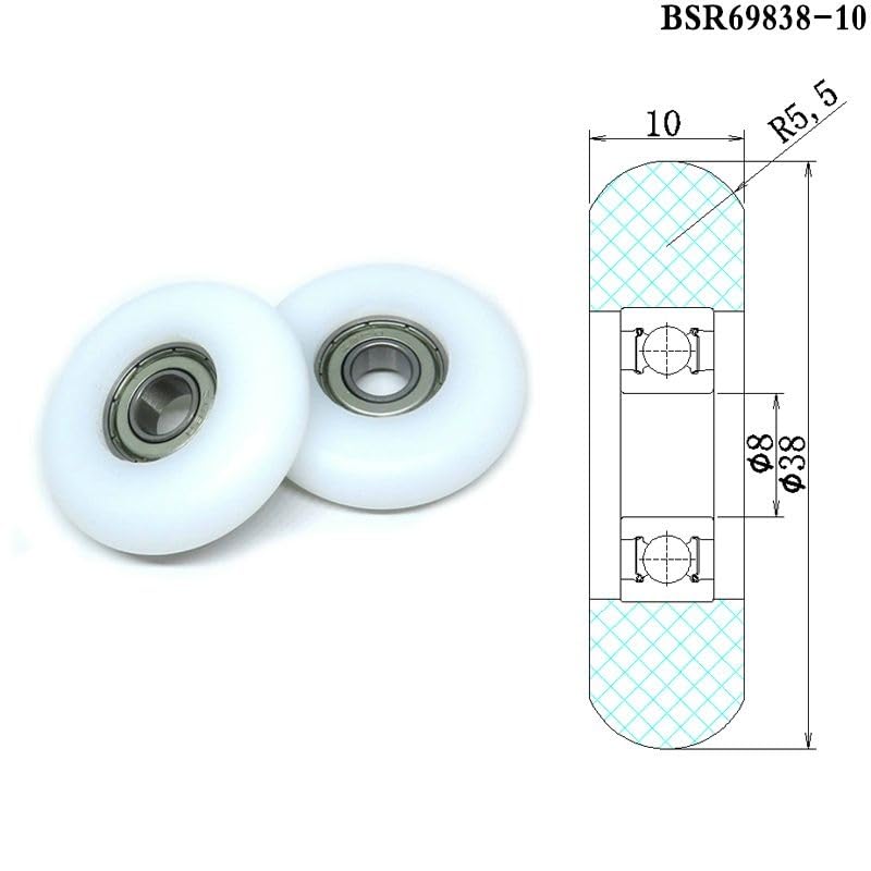OD 38mm Rudergerät Rollen 8x38x10mm BSR69838-10 POM Ruderrad Kunststoffbeschichtete Lagerräder 8 * 38 * 10
