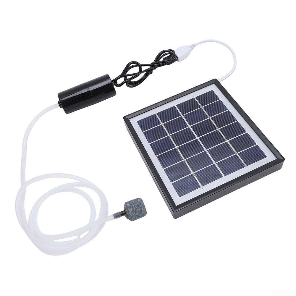 Kit de bomba de aire solar de 10 W, kit de aireador portátil para pecera, bomba de oxígeno USB de 5 V con piedra de aire