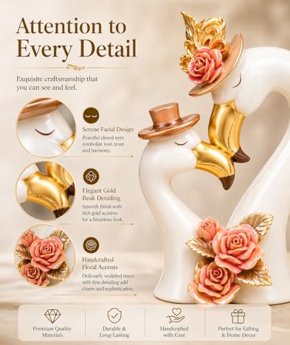 Image of ARMONIA Soulmate Swan Couple Figurine Showpiece 29cm |Luxury Polystone Love Romantic Statue for Living Room,Wedding,Anniversary & Housewarming Gift