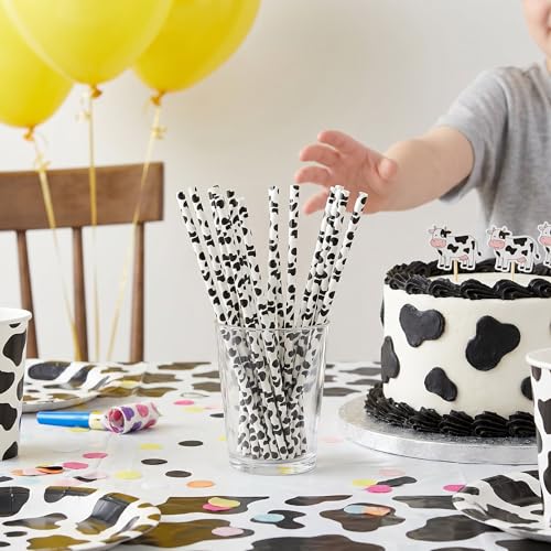 1000 pitillos de papel con diseño de vaca, 7.7 pulgadas miniatura 7