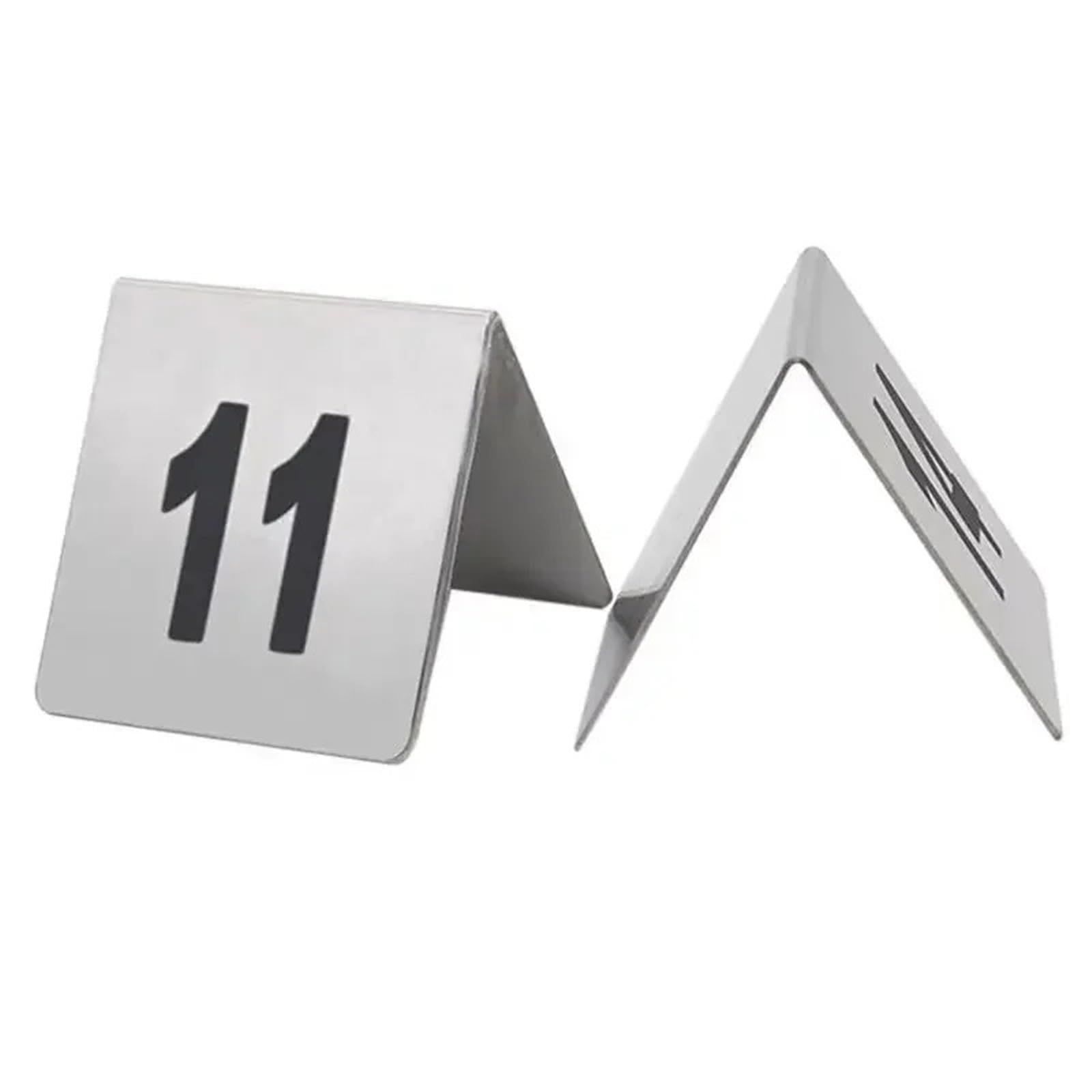 WSQHAO 5PCS Double Sides Stainless Steel Table Numbers 1-25 Signs Plates Restaurant Cafe Bar Place Marker Desk Digit Card Holders for Restaurant(NUMBER 21 TO 25)
