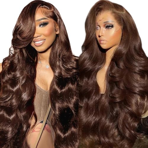 pidrez 250 Density Brown Wig Human Hair 13x6 Chocolate Brown Lace Front Wigs for Women HD Transparent Glueless Wigs Pre Plucked with Baby Hair 18 Inch