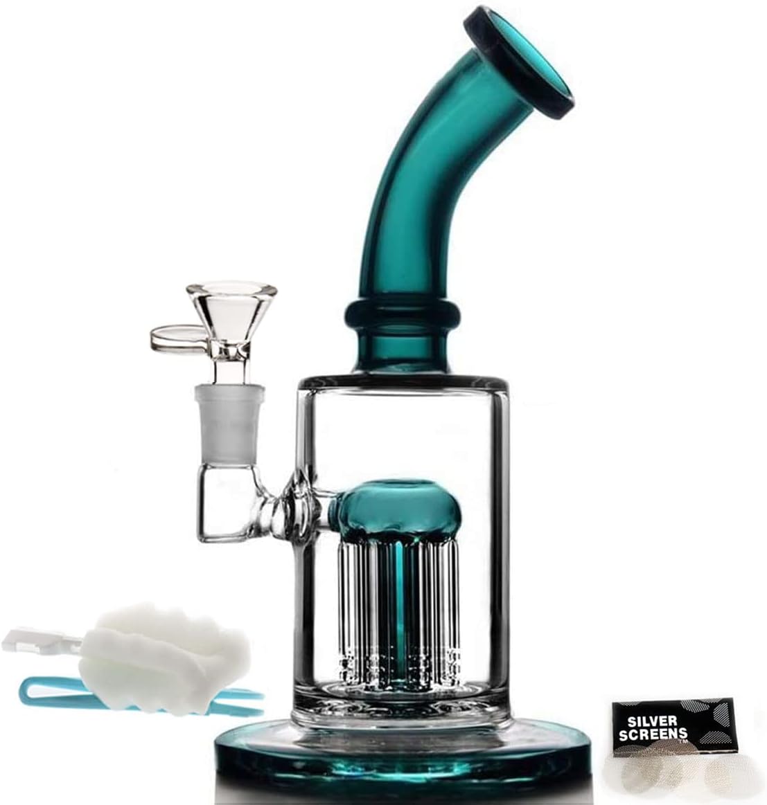 Glass Bong with Tornado percolate, Glass Bongs with 14.5mm Water Bong Bowl Glass Pipe for Smoking Pipe Hookah Bong Pipe (Green Bong)