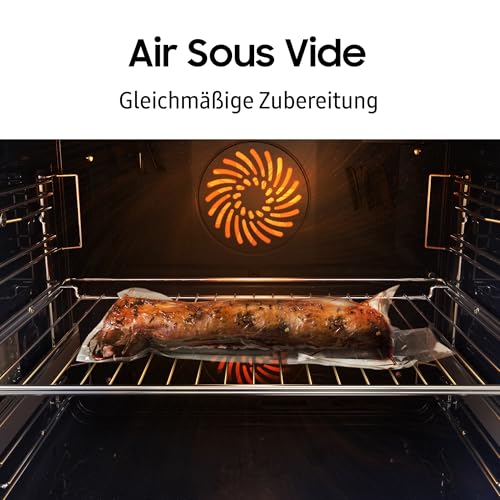 Samsung NV7B4550VAS/U1 Einbau-Backofen, 76 l, AI Backofen, Dual Cook Flex, Pyrolytische Selbstreinigung, SmartThings Cooking, Air Sous Vide, Schwarzes Glas