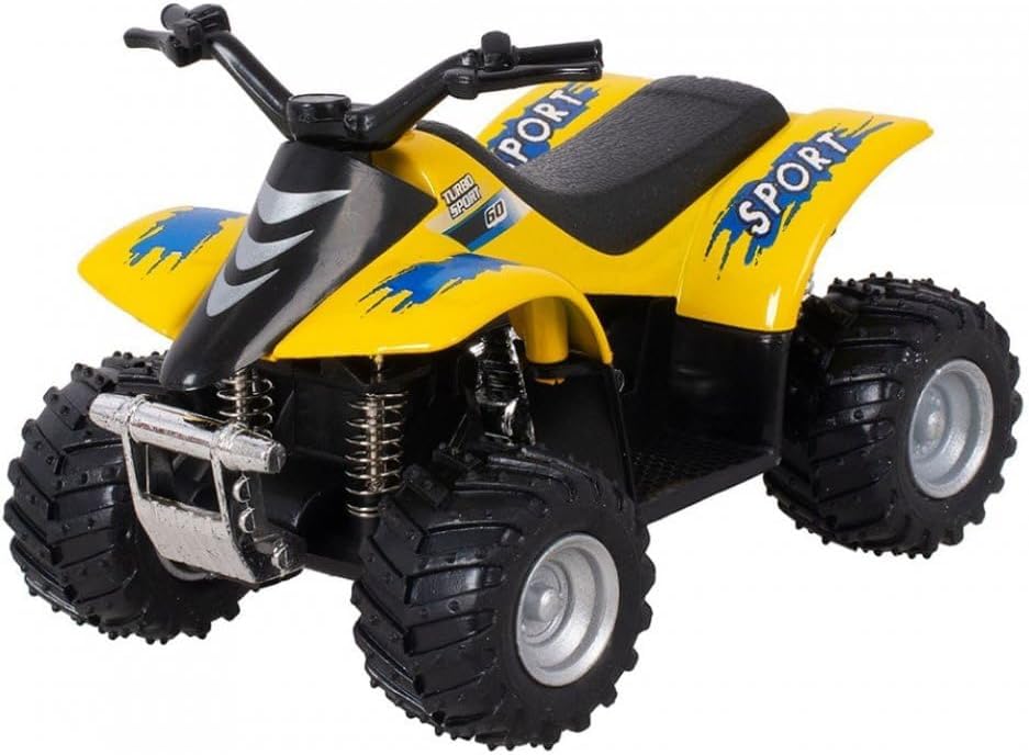 KiNSMART Smart ATV Four-Wheeler Die Cast Model Toy Pullback Action 3.5 Inch (Yellow)