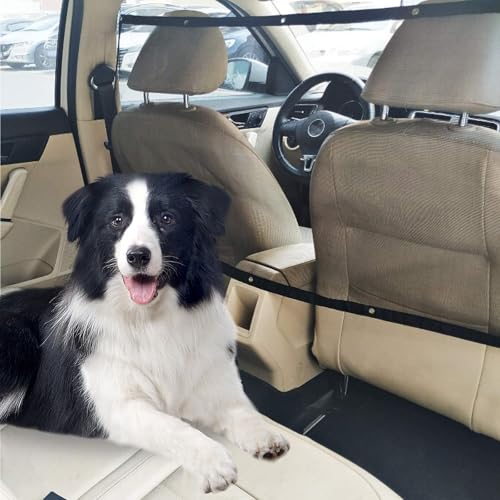 Protector de perro para coche, barrera para mascotas, malla para asiento trasero, malla divisora ajustable y duradera para SUV, furgonetas y camiones,...