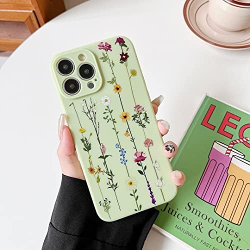 ZTOFERA Floral Soft Case Compatible with iPhone 13 Pro for Girls Women, Flexible Silicone Protective Phone Case with Cute Climbing Flowers Pattern Shockproof Bumper Cover for iPhone 13 Pro, Green