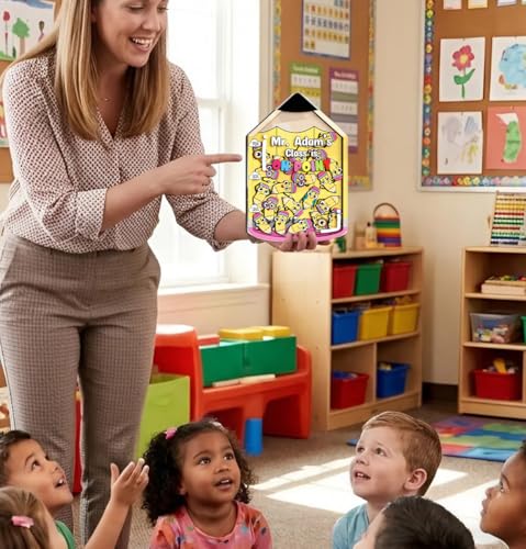 Image of Personalized Pencil Magnetic Reward Jar Potty Training for Kids, Custom Name Teacher Reward System with Colorful Tokens, Good Behavior Management Tools, Back to School Gifts for Boys Girls