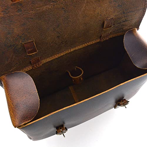 Bicycle Leather Saddle Bag, Bike Handlebar Bag In Vintage Brown - 9 Inches Tool Bag #TOP3