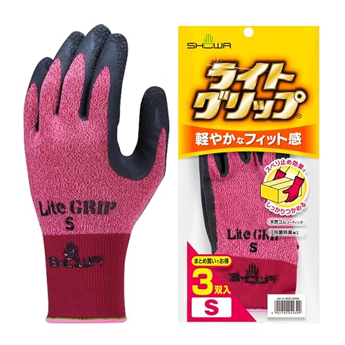 [ショーワグローブ] 【天然ゴム製 軽作業用 手のひらコート】 ライトグリップ Mサイズ レッド 3双 341