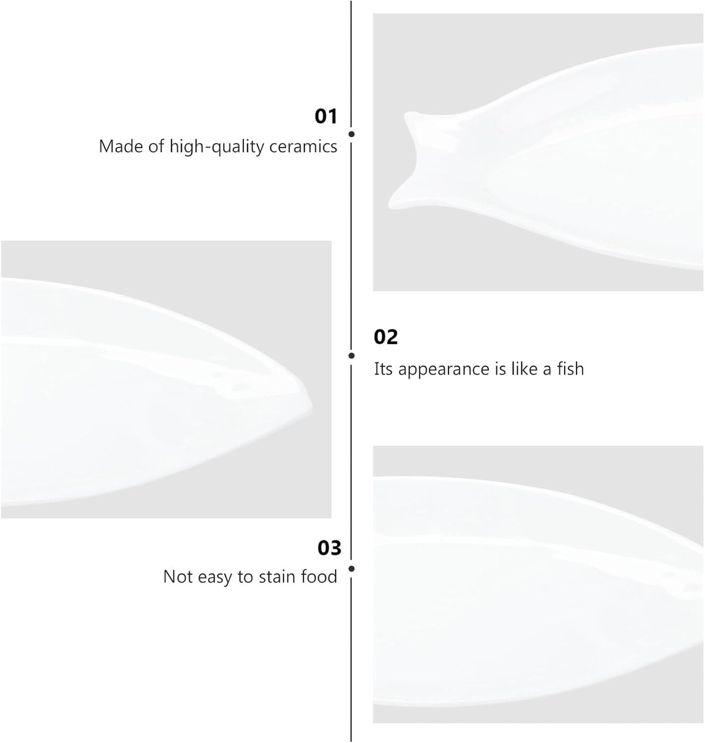 Pure White Irregular Fish-shaped Ceramic Steamed Fish Plate 13-inch 31cm Deep Serving Dish for Home Kitchen Dining