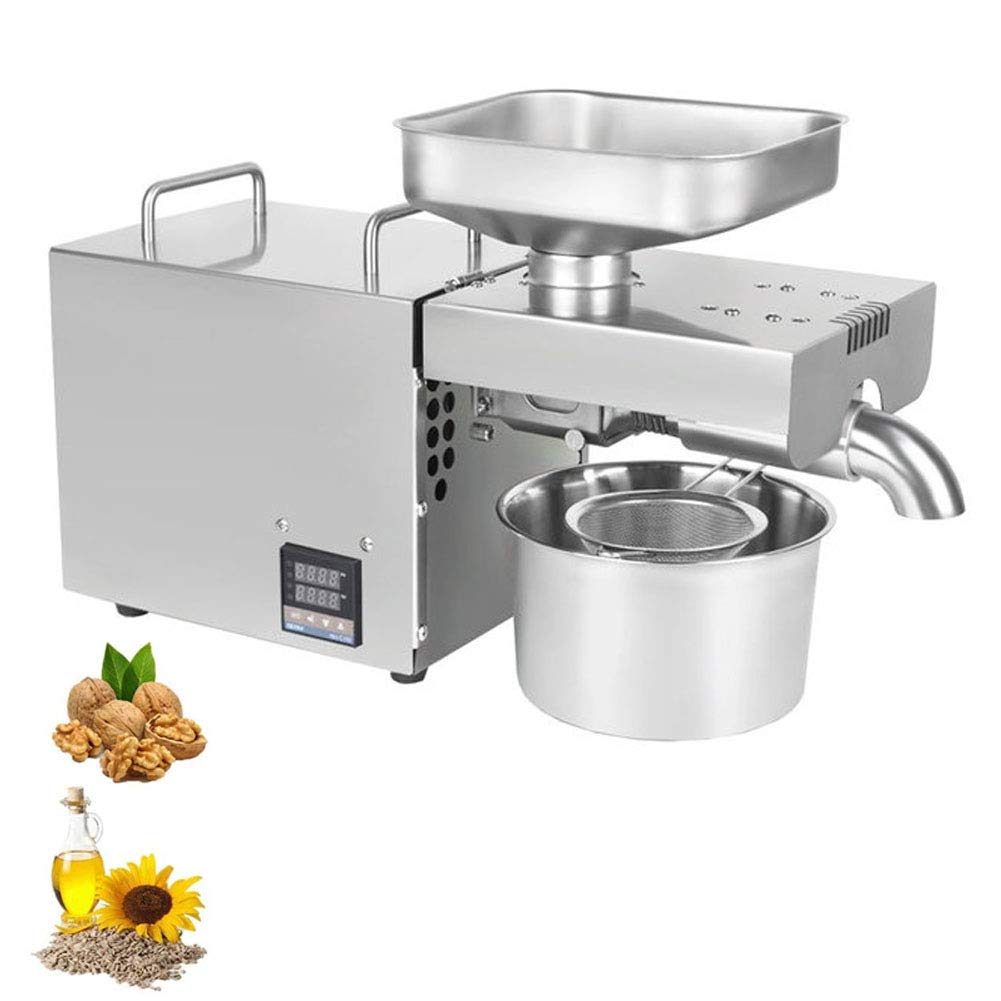 asdchZen 750W Oil Press Machine Stainless Steel Cold Hot Nut Oil Extractor For Coconut Olive Home/Commercial Oil Expeller 5-8Kg/H