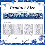 Large Blue Birthday Banner with Personalized Letter Stickers - Custom Navy Blue Silver Happy Birthday Yard Banner DIY Sign for Men Women Birthday Party Supplies Outdoor Indoor - Image 5