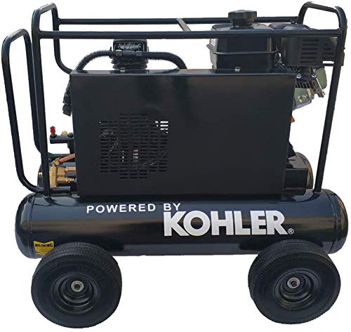 HPDMC 6.5HP Gas Driven Piston Air Pump KOHLER RH65 Engine Belt drive gas-powered 20-Gal Hor Tank 17cfm @125psi for Workshop Compressor Portable Compressed System