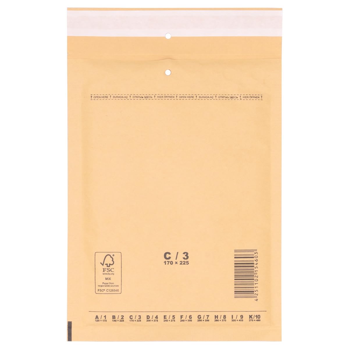 verpacking Pochettes Ã bulles d'air 17 x 22,5 cm C3 Marron Pochettes d'expédition - Enveloppe Ã bulles d'air Enveloppes rembourrées autocollantes 400 pièces