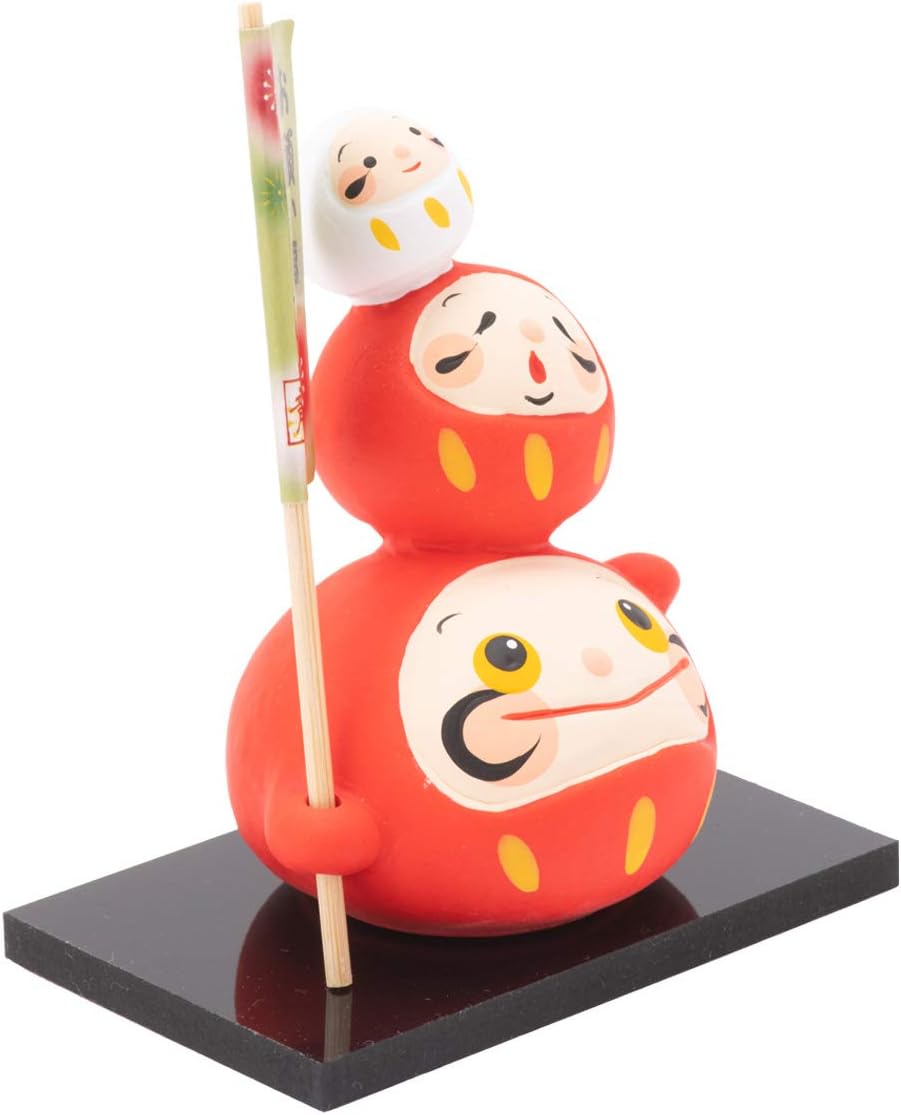 Amazon Co Jp Smileまーけっと ３連福だるま 赤 縁起物 ダルマ 達磨 置物 インテリア 玄関飾り 正月 迎春 リュウコドウ ホーム キッチン