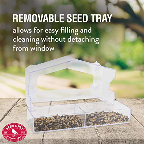Perky-Pet 347 Clear Outdoor Window Bird Feeder with Strong Suction Cups – 1 Lb Seed Capacity