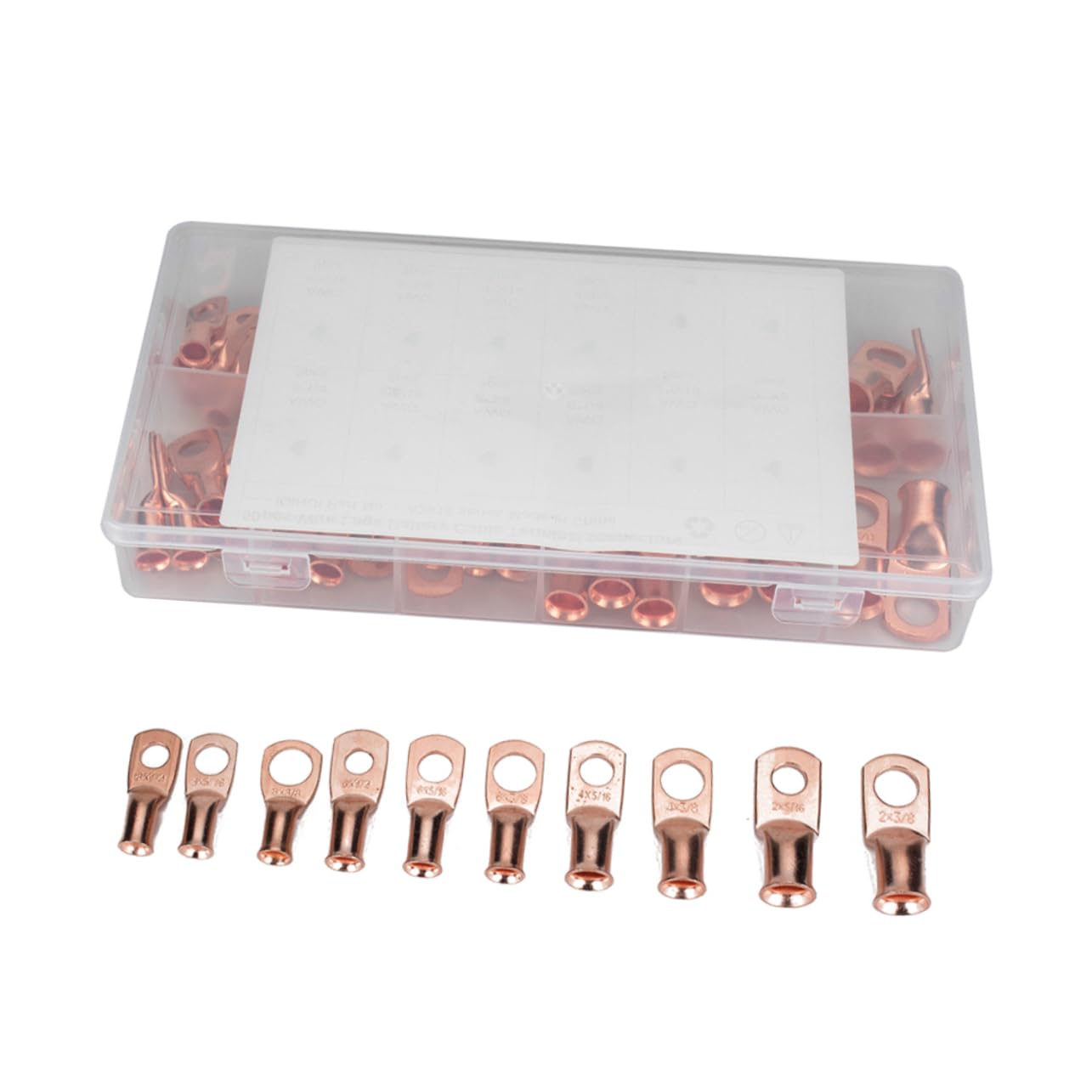 Toyvian 50Pcs Heavy Duty Closed End Battery Cable Connectors Durable Copper Wire Lugs for Automotive Repair Models for Professional Use Excellent Electrical Conductivity