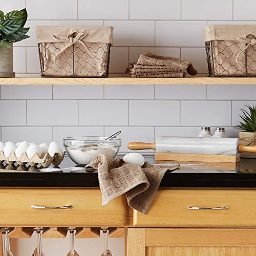 DII Solid Windowpane Dishcloth Set, Cotton, Stone, 12x12, 12x12" - Image 4