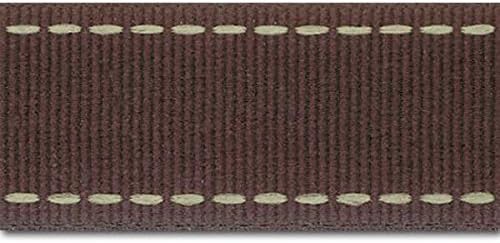 Trimplace 1 Inch Brown Saddle Stitch Ribbon with Beige Saddle Stitch 10 Yards