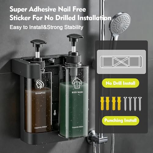 andusic Refillable ABS Wall Mount Shower Soap Dispenser for Shampoo - image 8