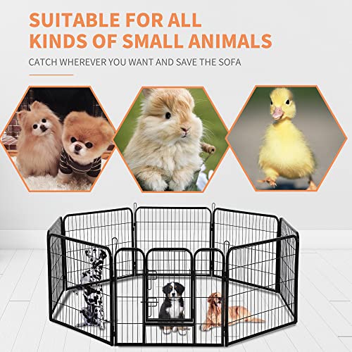 Pet Playpen Dog Kennel 8 Panel Indoor Outdoor Folding Metal Portable Puppy Exercise Pen Dog Fence,24",32",40" (40", Black) #TOP2