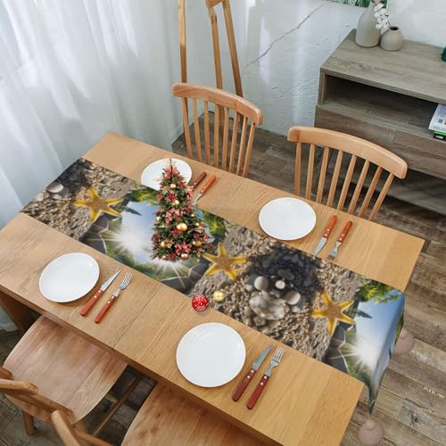 Chemin de table imprimé étoile de mer contre les rayures de table basse - 8