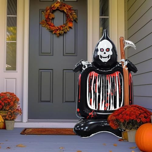 Image of Rozi Decoration Pumpkin Self Standing Foil Balloons for Happy Halloween Set of 1 Pcs | Horror Theme Birthday Decoration Pumpkin Balloon for Halloween Decoration | Scary Theme Decoration (RIP Ghost)