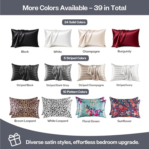 Image of MR&HM Satin Pillowcase for Hair and Skin, Silk Satin Pillowcase 2 Pack, King Size Pillow Cases Set of 2, Silky Pillow Cover with Envelope Closure (20x36, Space Grey)