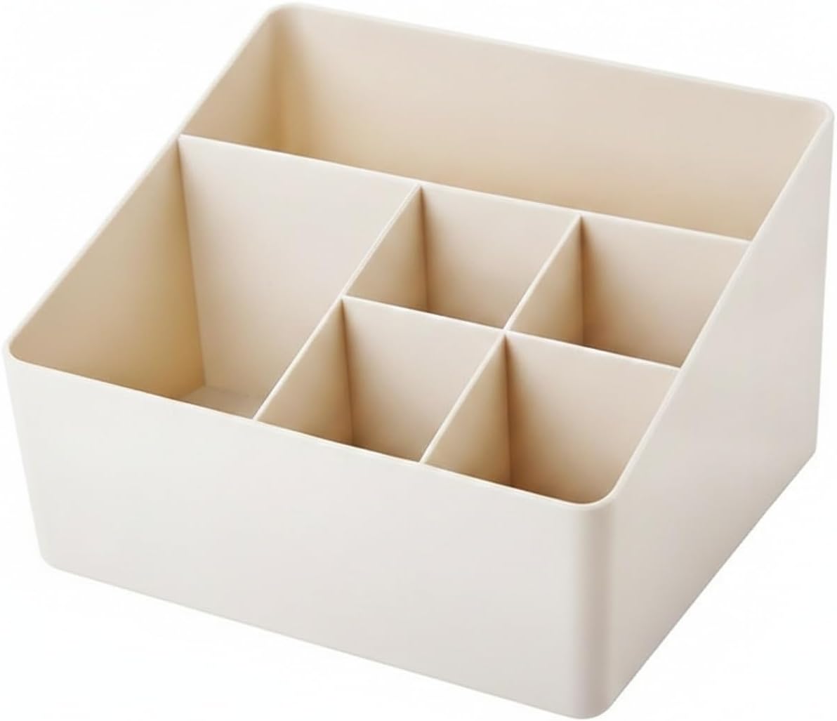 Desktop Organizer Box with Lid, Multi-Section Pen Holder for Office Desk Storage, Durable PP Plastic Container for Stationery and Supplies