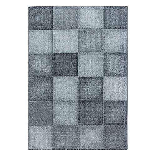 Tapis moderne carré pixels gris 80x250 cm en maille douce