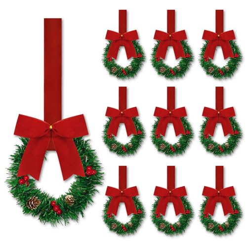 10 Pcs 6' Small Christmas Kitchen Cabinet Wreaths with Ribbon Mini...